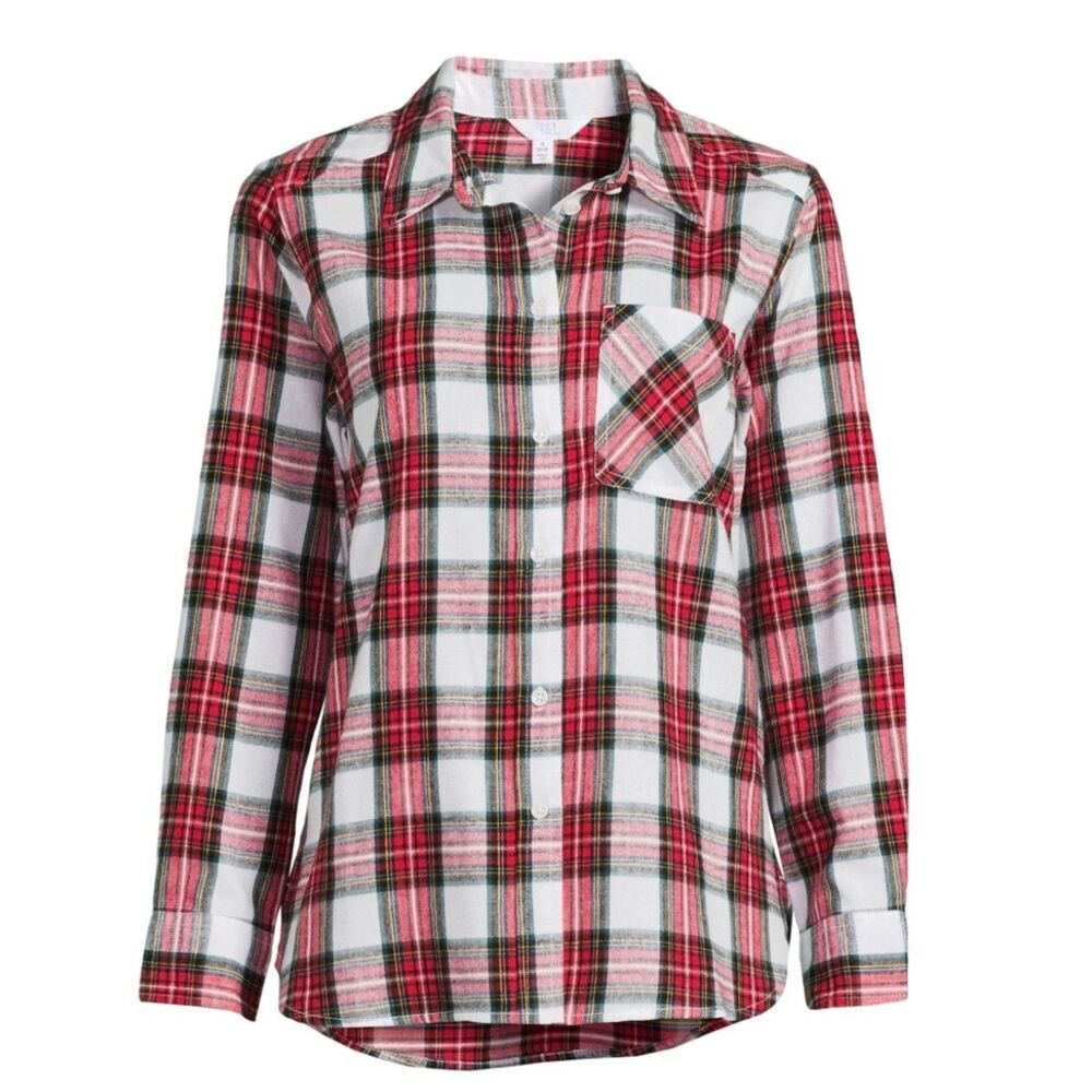 Women's Time & Tru Red white & green Flannel button down XXL